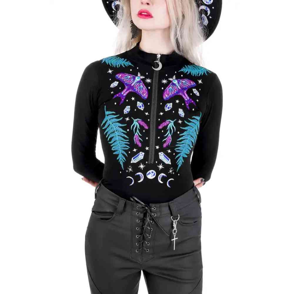 Restyle - Enchanted Forest Bodysuit - Noir/Multicolore